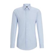 Gestreept Katoen Elastaan Shirt Hugo Boss , Blue , Heren