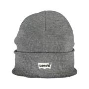 Grijze Acryl Hoed Muts Geborduurd Logo Levi's , Gray , Unisex