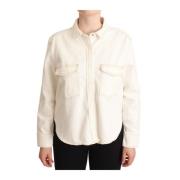 Elegant wit lang mouw poloshirt Levi's , White , Dames