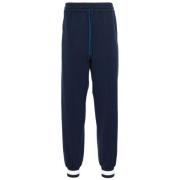 Navy Blue Logo Print Track Pants Gucci , Blue , Heren