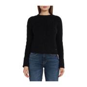 Zwarte Cropped Trui met Vlechtdetail Guess , Black , Dames