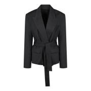 Grijze Flanellen Klassieke Blazer met Riem Pinko , Gray , Dames