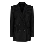 Klassieke Pinstripe Double-Breasted Blazer Pinko , Black , Dames