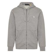 Katoenen Zip Hoodie met Geborduurd Logo Ralph Lauren , Gray , Heren