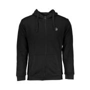 Zwarte Hoodie met Rits en Logo Borduursel Sergio Tacchini , Black , He...