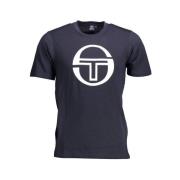 Blauw Katoen Logo Print T-shirt Sergio Tacchini , Blue , Heren