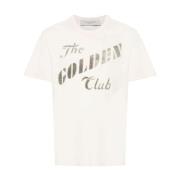 Wit Logo Print Crew Neck T-shirt Golden Goose , White , Heren