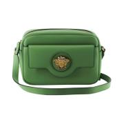 Elegante mintgroene leren cameratas Versace , Green , Dames