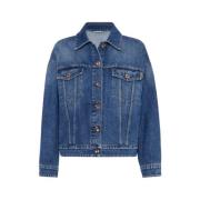 Blauwe Denim Jack Klassieke Stijl Brunello Cucinelli , Blue , Dames