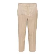 Straight-leg Cropped Pants Sand/Black Pin Stripe Kaffe , Beige , Dames