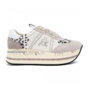 Animalier Beige Sneaker Suede Leather Premiata , Beige , Dames