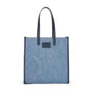 Denim Shopper met Amebas Patroon Etro , Blue , Heren