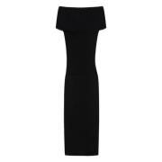 Zwarte Geribbelde Gebreide Jurk Sportmax , Black , Dames