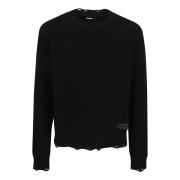 Zwarte Wol Crew Neck Sweater Dsquared2 , Black , Heren