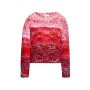 Print Yarn Crew Neck Sweater Rich & Royal , Multicolor , Dames