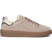 Beige Suède Lage Top Sneakers Pantofola d'Oro , Beige , Heren