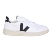 Leren Sneakers Zwart Wit Ronde Neus Veja , White , Dames