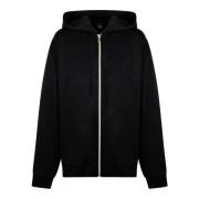 Zwarte Hoodie Losse Pasvorm Rits Voorkant Pinko , Black , Dames