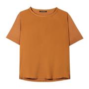 Zijde Mix T-shirt, Kurkuma Luisa Cerano , Orange , Dames