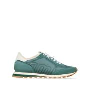 Groene Suède Sneakers Geborduurd Logo Ami Paris , Green , Heren