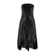 Strapless Faux Leren Midi Jurk Ermanno Scervino , Black , Dames