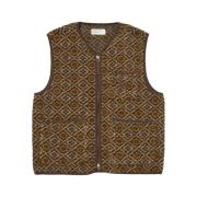 Bruine Zip Gilet Universal Works , Brown , Heren