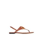 Bruin Leren Teenslippers Valentino Garavani , Brown , Dames