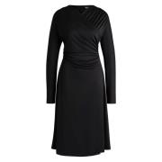 Elegante Jersey Jurk met Gerimpelde Schouders Hugo Boss , Black , Dame...