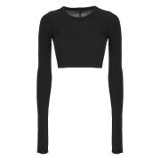 Zwarte Sweater Ronde Hals Lange Mouwen Rick Owens , Black , Dames