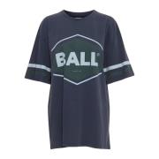 Sportieve Oversized Tee met Gestreepte Print Ball , Blue , Dames