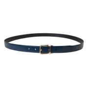 Blauw Lederen Gouden Gesp Riem Mannen Dolce & Gabbana , Blue , Heren