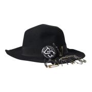 Zwarte versierde Fedora brede rand hoed mannen Dolce & Gabbana , Black...