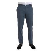 Zijden Linnen Pantalon Slim Fit Dolce & Gabbana , Blue , Heren