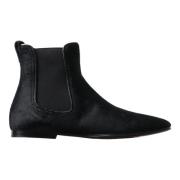 Italiaanse Leren Chelsea Boots Dolce & Gabbana , Black , Heren