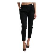 Luxe High Waist Skinny Cropped Broek Dolce & Gabbana , Black , Dames