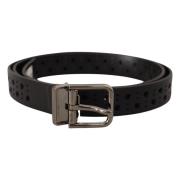 Elegante zwarte leren riem met metalen gesp Dolce & Gabbana , Black , ...