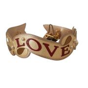 Gouden Leren Love Patch Tasriem Dolce & Gabbana , Yellow , Dames