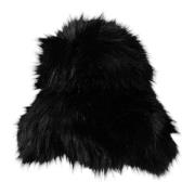 Zwarte Faux Fur Bucket Hat Dolce & Gabbana , Black , Dames