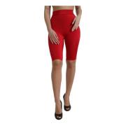 Rode Hoge Taille Leggings Broek Dolce & Gabbana , Red , Dames