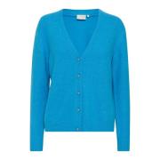 Blauwe Vest met V-Hals en Knopen Kaffe , Blue , Dames