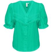 V-hals knoop top in Deep Mint Only , Green , Dames