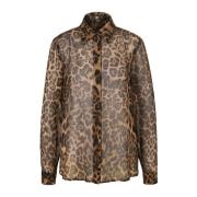 Ocelot Print Viscose Blouse Riani , Brown , Dames