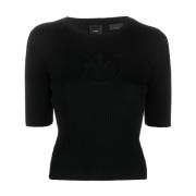 Zwart Wollen Gebreide Top Pinko , Black , Dames