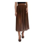 Bruine Geplooide Midi Rok Hoge Taille Dolce & Gabbana , Brown , Dames