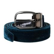 Blauw Velvet Metalen Gesp Riem Dolce & Gabbana , Blue , Heren