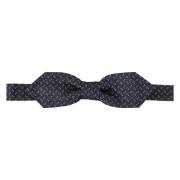 Elegante Polka Dot Zijden Vlinderdas Dolce & Gabbana , Blue , Heren