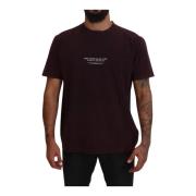 Elegant bordeaux T-shirt met ronde hals Dolce & Gabbana , Red , Heren