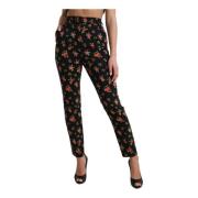 Zwarte Bloemen Hoge Taille Tapered Broek Dolce & Gabbana , Multicolor ...