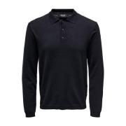 Gebreide Polo Shirt Donkerblauw Only & Sons , Blue , Heren