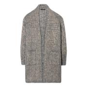 Bouclé Gebreid Vest met Shawl Kraag Luisa Cerano , Gray , Dames